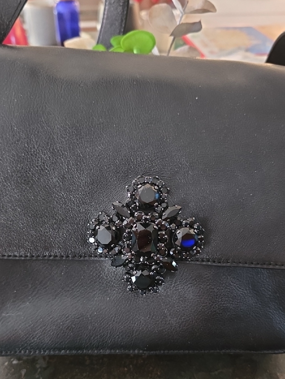 Juicy Couture Y2K Black Leather Crossbody Bag with Gemstone Accent - Picture 2 of 6